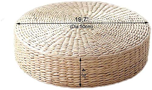 HUAWELL 2 Pack Tatami Floor Pillow Sitting Cushion Bigger Size,Round Padded Room Floor Straw Mat for Outdoor Seat (Dia: 19.7) - style: 19.7 Inch