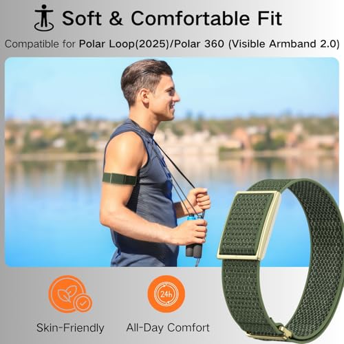 Bicep Bands Compatible for Polar Loop (2025) / Visible Armband 2.0 Straps - color: Green