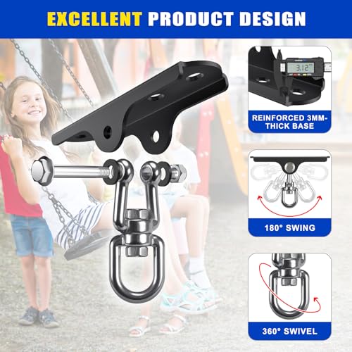 Dolibest Heavy Duty Swing Hanger,Ceiling Mount Swing Hook,One-Piece Design Base, Swing Set Hardware for Punching Bag, Boxing, Hammock Chair, Yoga Swing, Porch Swing (360° +180° Rotation) - color: D: 360°+180° Swing Hanger With Carabiner