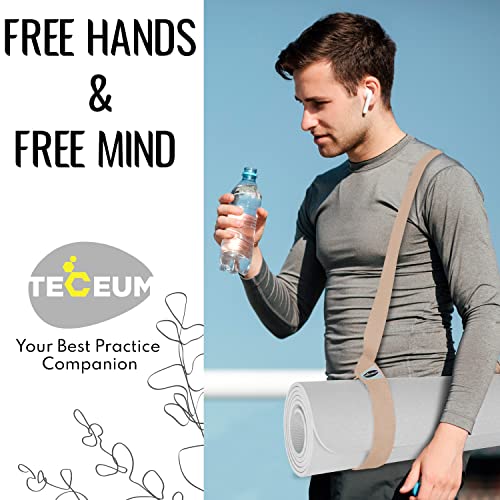 TECEUM Yoga Mat Strap – Extra Soft & Thick Cotton Carrier for All Mats - color: Beige, size: 64 IN