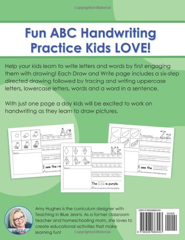Draw & Write: A to Z - Fun ABC Handwriting Practice for Kids Learning to Write Letters and Words (Print Handwriting Books)