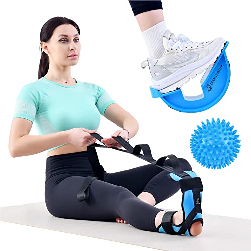 Foot & Calf Stretching Kit-Foot Rocker, Stretching Strap & Spiky Massage Ball-Effective Pain Relief for Plantar Fasciitis, Achilles Tendonitis, Tight Calves & Hamstrings-Instructions Included…