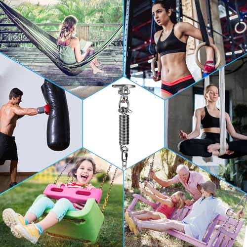 SELEWARE Hammock Chair Hanging Kit, Bearing Swing Hooks w/Spring & Chain - color: Bearing Swing Hanger With Chain & Straight Spring