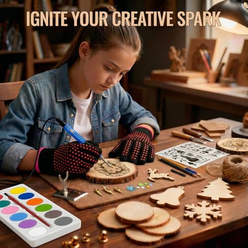 ACRSIKR Gifts for Adults, Wood Burning Kit Craft Gifts Ideas for Adults | Adjustable Temperature, WoodBurning Tool for Beginners, Christmas Birthday Gift for Craft Lovers and DIY Enthusiasts - color: Brown