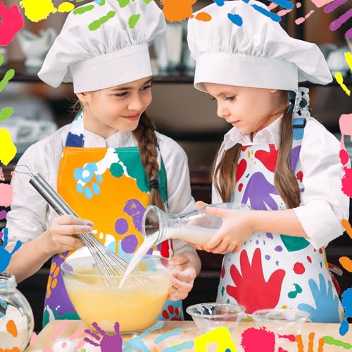 2 Pack Kids Apron, Cute Cooking Aprons, Waterproof Art Apron with Pockets, Toddler Painting Artist Apron Adjustable - color: Colorful Paw Prints, size: 45*62cm