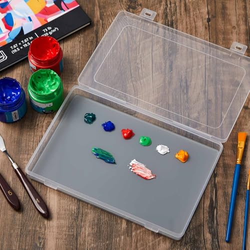 Nuanchu 1 Set Glass Oil Paint Palette, Airtight, 10.2 x 6.8 Inches, Grey | Handy Tempered Glass for Oil Painting, Moisture-proof lid Keep Paint Fresh, Portable Travel Outdoor, Leak-proof Airtight Seal - color: Gray, size: 10.2" x 6.8" x 1.2"
