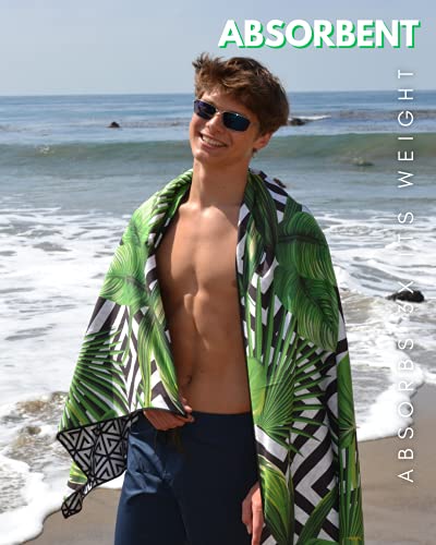 ECCOSOPHY Microfiber Beach Towel - Quick Dry, Sand Free and Oversized 71x35 | Super absorbent, lightweight, swimming, gym, extra large, pool, cruise, camping, yoga, travel, compact, carry bag, vacation - color: Madagascar