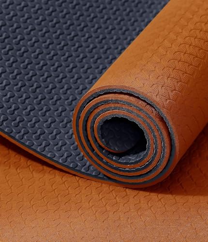 IUGA Yoga Mat Thick Non Slip Anti-tear Pilates Mat Eco Friendly Hot Yoga Mats for Workout & Exercise(72"x 24"x 6mm) - color: Orange