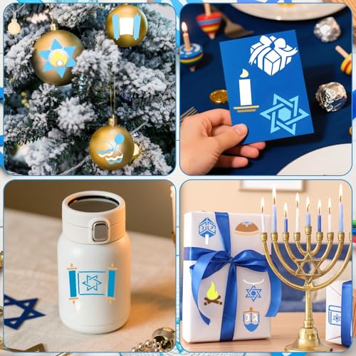 Augshy 56pcs Hanukkah Stencils for Baking Painting, Dreidel Menorah | Chanukah Stencils, for Holiday Crafts, Cupcake Dessert Decoration, Supplies - style: Hanukkah