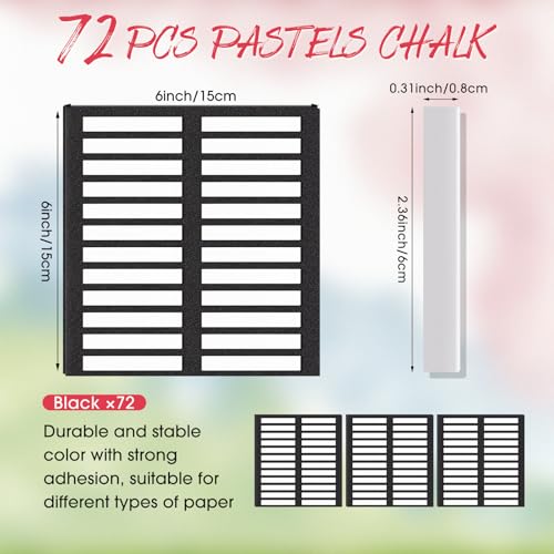 Watersay 72 Pcs Soft Chalk Pastels Set Square Sketch Chalk Soft Pastel for Artists Non-toxic Artist Pastel Sticks for Professional Artists and Art Lovers(White) - color: White