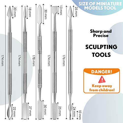 Honoson 5 Pcs Miniature Sculpting Tools, Double-Ended Steel Modeling | 10 Varied Heads for Detailing Plastic Resin Metal Models, work with epoxy clay, Tabletop War Game Mini Sculpting Tools