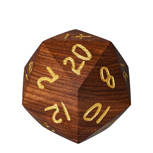 50mm Large D20 Dice Red Sandalwood 20 Sided Dice for Tabletop Games - color: D20 Red Sandalwood