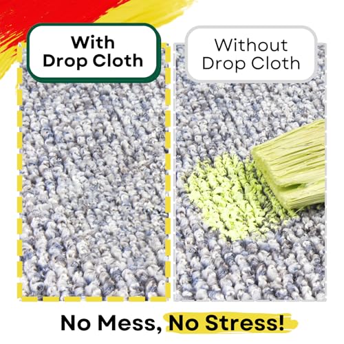 Plastic Drop Cloth for Painting, Dustproof Rectangular Tarps, Ultra-Thin Waterproof Polythene Floor Covering, 9 x 12ft Large Plastic Sheet for Furniture Covers, 14 Micron, 1 Piece