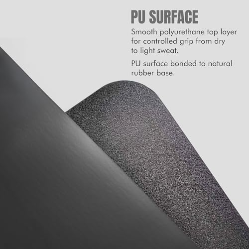 ORW Non Slip Hot Yoga Mat with Carrying Strap - Grip Surface & Natural Rubber Base, REACH Tested, Home & Studio Practice - color: Black PU Rubber Mat 72x24