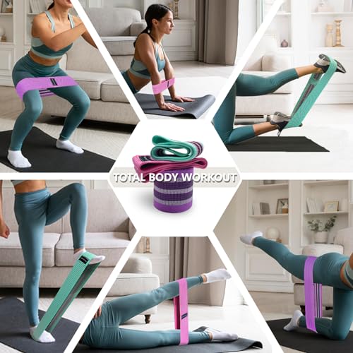 Exercise Bands, 3 Levels Fabric Resistance Bands for Working Out, Workout Bands Resistance for Women & Men, Multi-Colored Fabric Booty Bands for Leg Strength Training, Rehab, Yoga - color: Pink