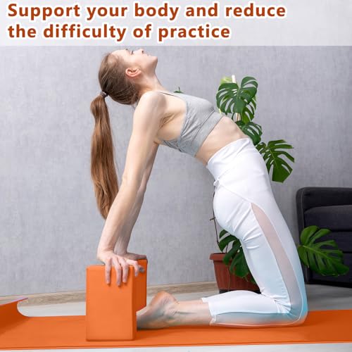 Honoson 20 Pcs Yoga Blocks Bulk 9''x6''x3'' High Density EVA Foam Blocks for Exercise Pilates Meditation, Lightweight Non-slip Surface, Improve Strength Balance Flexibility - color: Orange