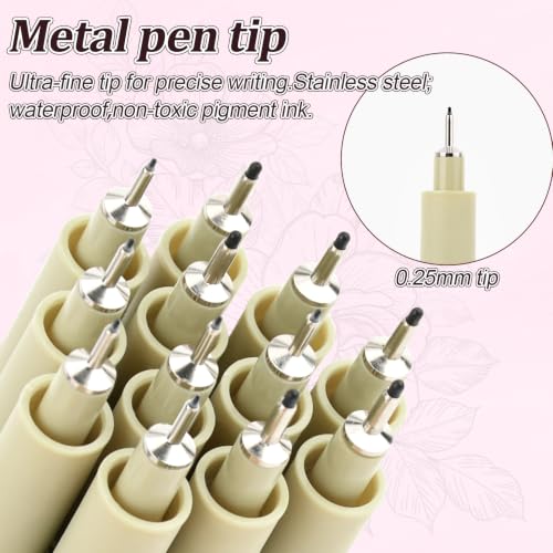 Micro Fineliner Pens 6Pack 0.25mm Extra Fine Point Black Waterproof Drawing Pens, Archival Pigment Ink Sketching Supplies, Artist Inking Markers for Manga Journaling Illustration - color: 6 Extra Fine(0.25mm)