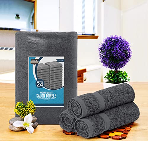 Utopia Towels Salon Towels, Pack of 24, 16x27 in, 100% Cotton, Grey - color: Grey, size: 24 Pack