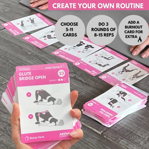 Arena Strength Workout Cards - Instructional Fitness Deck for Booty Band Workouts, Beginner Fitness Guide for Resistance Band Training Exercises at Home. Includes Workout Routines. - style: Booty/Legs