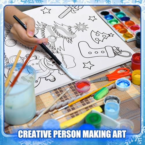 Sherr 96 Pcs 12 Sets Pre Drawn Canvas Kit for Painting Craft Sip and Paint Kit for Adults Pre Printed Canvas Painting Favor for DIY Birthday Gifts Adult's Date Party, 8 x 10 Inches(Christmas) - style: Christmas