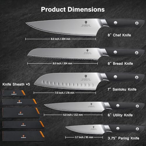 10 PCS Japanese Kitchen Knife Set, Dishwasher Safe | 5 Layers High Carbon 9Cr18Mov Stainless Steel, Ultra-Sharp Professional Chef Cooking Knife with Knife Sheath - color: 10PCS Knife Set