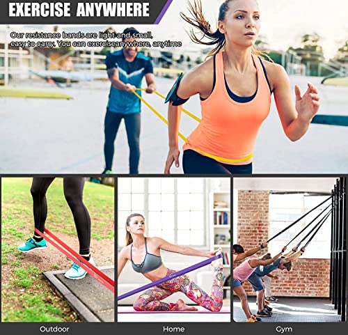VEICK Pull Up Assist Resistance Bands for Home Gym | 100% Natural Latex, Non Slip Leather Texture, Space Saving, Full Body Training for Men Women - color: Purple/Black/Red/Yellow Set of 4 (0.3-1.1in)