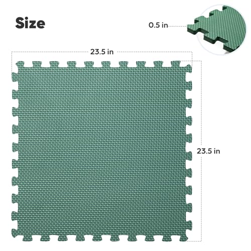 16 Pack 64 sqft Home Gym Mat, Puzzle Exercise Mat, EVA Interlocking Foam Floor Tiles for Home Workout Equipment and Kids' Play Areas - Blue, 24 in x 24 in x ½ in - (Green, 16 Pack(64 SQ FT)) - color: Green, size: 16 Pack(64 SF)