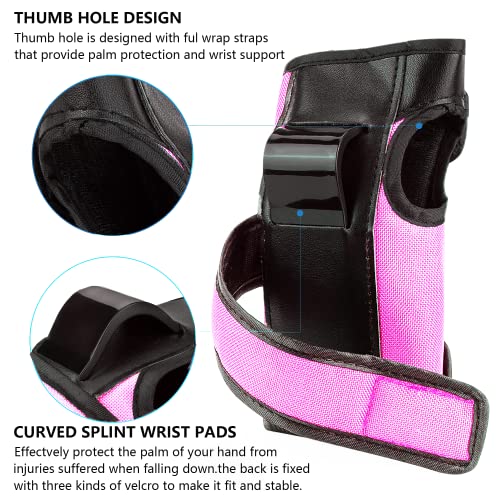 Adult Knee Pads Elbow Pads Wrist Guards for Adult Kids 6 in 1 Protective Gear Set for Skateboarding Biking Roller Skating Cycling Outdoor Sports - color: Pink, size: Medium (80-132 lbs)