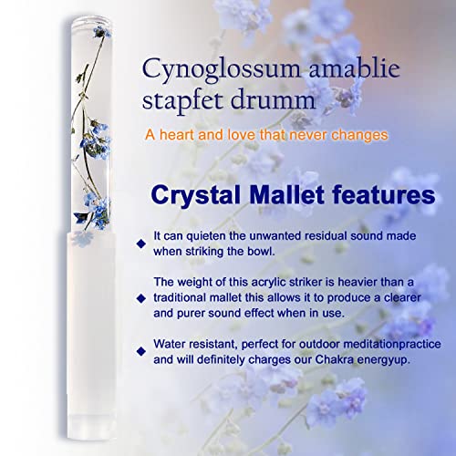 Singing Bowl Mallet Clear Acrylic Base Silicone Rubber Striker Mallet for Playing Quartz Crystal Singing Bowl with Bundle Pocket(Floral) - color: Clear