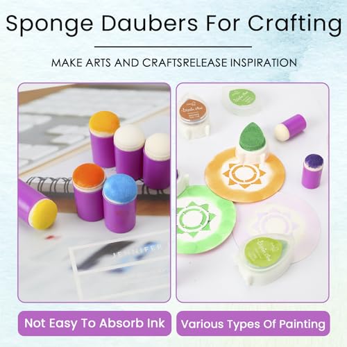 40 Pieces Sponge Daubers W/Storage Case - Handy Finger Daubers for Applying and Spreading Ink, Paint, Glue & More - Providing Excellent Detail Control and Precision - color: Purple