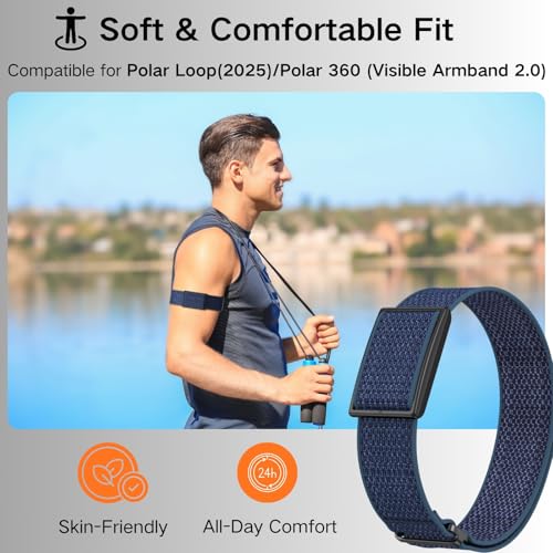 Bicep Bands Compatible for Polar Loop (2025) / Visible Armband 2.0 Straps - color: Blue/Black Buckle