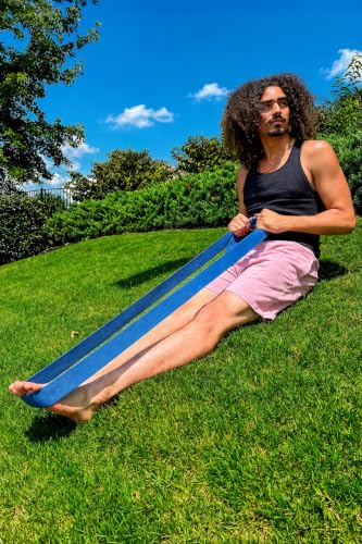 Extra-Wide 2 Inch Cotton Yoga Strap: Stretching, Physical Therapy, Exercise | Slip-free steel D-rings; adjustable; non-slip; 8 & 10 ft lengths; storage bag + e-book; hamstring & legs; flexibility & rehab - color: Navy, size: 10 feet