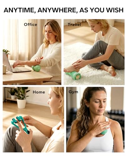 HAPBEAR Massage Ball Set 4 PC, Plantar Fasciitis Relief, with Storage Bag | Foot Roller, Peanut Ball, Spiky Release Balls, Finger Massager, Deep Tissue & Fascia Release Kit for Muscle Soreness Tension