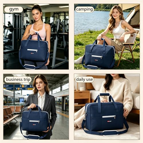 Gym Bag for Women Men, Water-Resistant Duffle Bag for Travel Sports, Lightweight Carry On Bag with Handles and Detachable Shoulder Strap (Blue) - color: Blue