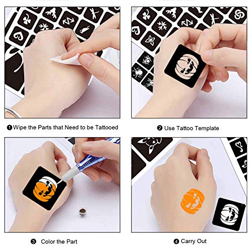 Konsait 262pcs Temporary Tattoos Stencils for Kids, Face and Body Paint Stencils Kit, Girl Boy Glitter Tattoos for Kids School Show Birthdays Halloween Christmas Party Favor Supplies