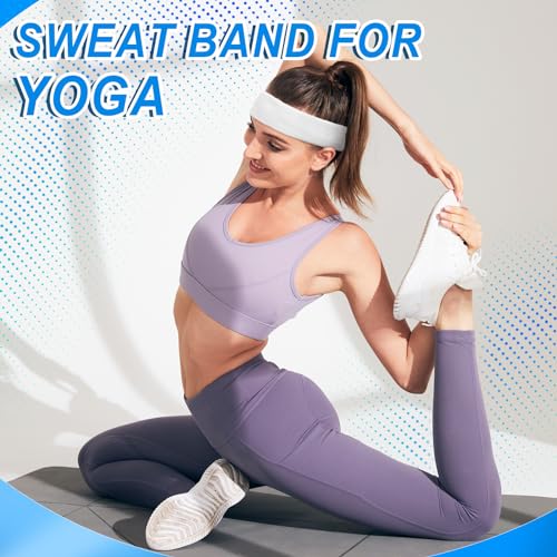 Sweatbands Sport Headbands for Men & Women, Sweat Head Bands Moisture Wicking Sport Headband Cotton Sweatbands for Basketball, Athletic Exercise, Running - color: Gray 4 pcs
