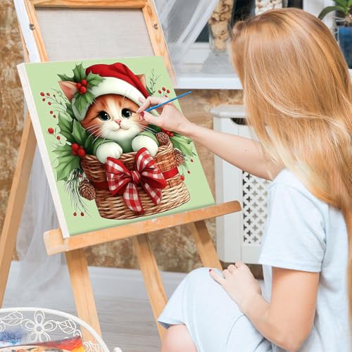 Bowetile 4 Pack Framed Paint by Numbers Christmas for Adults, Animals Paint by Numbers for Kids Ages 8-12 on Canvas, Acrylic Bear Cat Dog Deer Number Painting Christmas Gifts for Home Decor, 8x8in - color: Animals, Bear, Cat, Dog, Deer