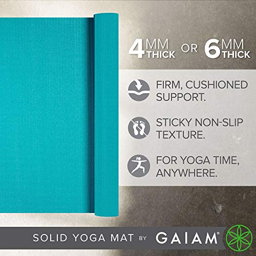 Gaiam Yoga Mat - Premium 5mm Solid Thick Non Slip Exercise & Fitness Mat for All Types of Yoga, Pilates & Floor Workouts (68" x 24" x 5mm) | Premium non-slip mat in solid colors. Cushioned support for yoga, Pilates & floor workouts at home or studio. - co