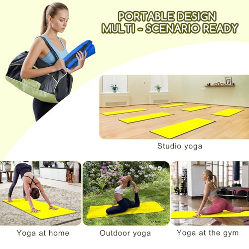 Yoga Mat Towel, Extra Thick (600GSM) Soft Hot Yoga Towel, Non-Slip and Sweat Absorbent for Hot Yoga, Bikram, Pilates, and Fitness, 72" x 27.5", Dual-Color, Grey/Yellow - color: Yellow