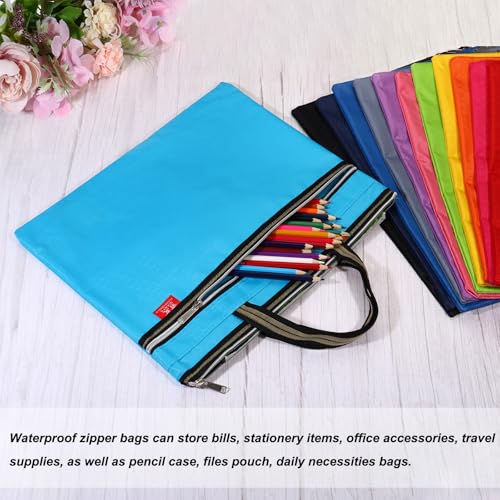 PATIKIL Waterproof Zipper File Bag, Documents Books Tools Storage Zip Pouch for Office Travel, Rose Red - color: Rose Red