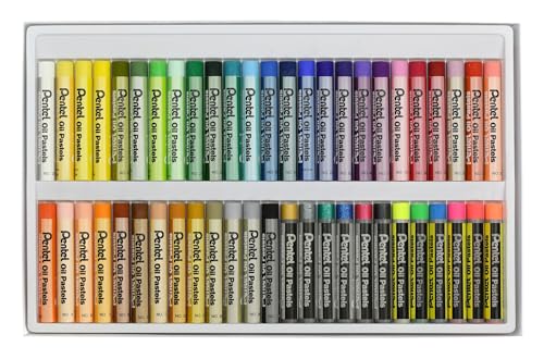 Pentel PHN Oil Pastels - 50 Colours Including Metallic and Neon (Pack of 50 - Assorted Colours) - size: 1 Count (Pack of 50)