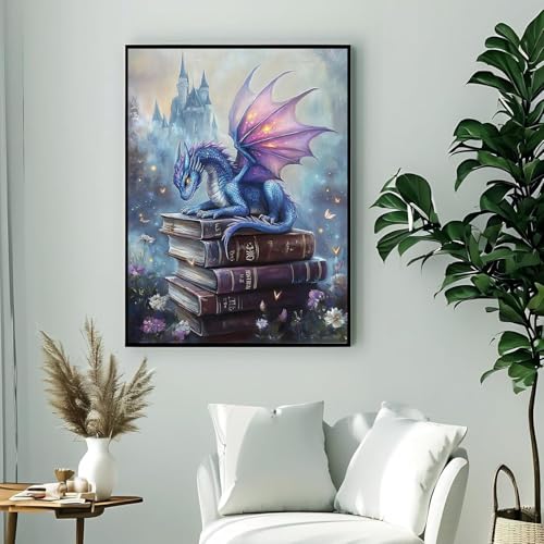 DAZZLEDOTS Dragon Diamond Painting Kits for Adults Book Round Diamond Art | 5D DIY Full Drill Diamond Dots Paintings for Beginners, Home Wall Decor Gift 12X16 Inch - color: DT011