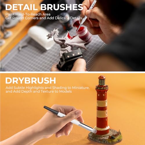 Nicpro Miniature Painting Kit with Wet Palette, Detail Paint Brush Drybrush | 11PCS Detail Paint Brushes Drybrush, 100PCS Wet Pallet Paper, 4PCS Sponge, Brush Holder, For Miniature Model Painting - color: White