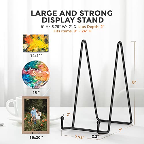 TR-LIFE 4 Pack 8 Inch Large Plate Stands for Display - Holder Stand + Metal Frame for Picture, Book, Decorative Platter, Photo Easel - size: 8 Inch