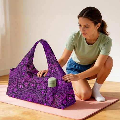 Yoga Mat Bag for Women Men Large Yoga Bag Travel - color: Purple-2