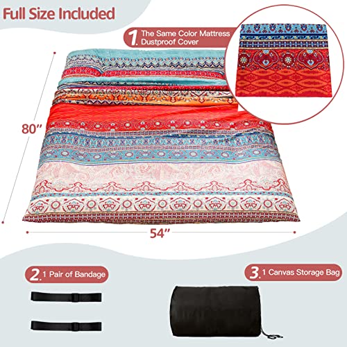 MAXYOYO Japanese Floor Mattress 4" Thick Full Size Foldable Futon Mattress | Sleeping Pad Foldable Roll Up Mat Boys Girls Dormitory Pad Kids Floor Lounger, Bohemian - color: Bohemian a, size: Full