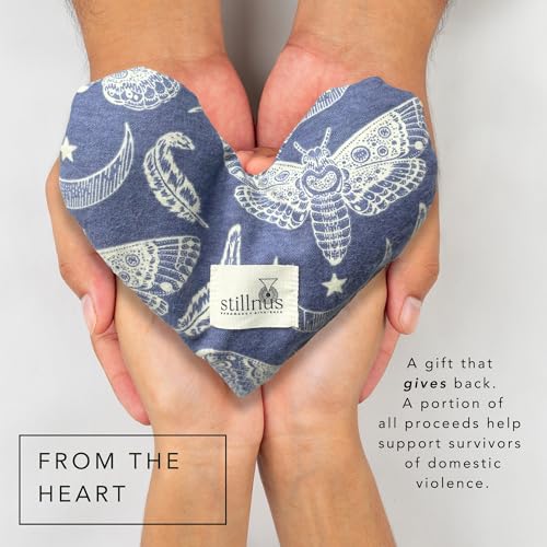 Stillnus Weighted Heart Eye Pillow with Organic Lavender & Flaxseed – Relaxation Gift for Women, Meditation Tool, Mindful Rest, Cooling Eye Mask, Wellness Self-Care Kit - style: Moth Study