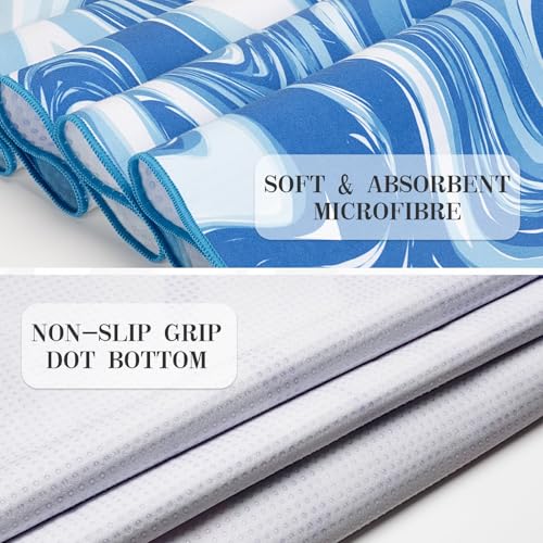 Yoga Mat Towel Cover with Large Corner Pockets, Non Slip Grip Microfiber Mat Cover Mat for Hot Yoga, Pilates and Gym Workout, 74" L x 26" W, Blue - color: Blue, size: 74"×26"