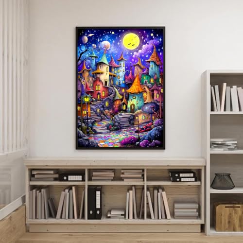 Hat House Diamond Art Kits for Adults, Landscape Diamond Art 12X16 Inch | Easy 5D Diamond Art Kits, Round Dots Full Drill, DIY Diamond Painting Kit for Adult Beginners, Home Wall Decor Gifts - color: Country 10