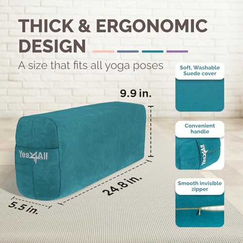 Yes4All Triple-Layer Sponge Yoga Bolster Pillow for Restorative Yoga & Meditation - Versatile Yoga Support Pillow, Balance & Poses Modification - color: B. Emerald